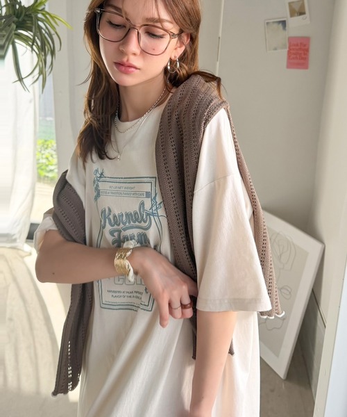 Java(ジャバ)の「《JaVa ジャバコラボ》ゆるっと1枚コーデの主役♪綿100%ヴィンテージプリント半袖刺繍ワンピース(ワンピース・レディース・チャコール/ブラック/アイボリー・LARGE/MEDIUM/SMALL/X-LARGE)」の6枚目の写真