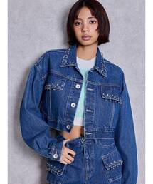 GYDA | ring bijou studsデザインデニムショートGジャン(デニムジャケット)