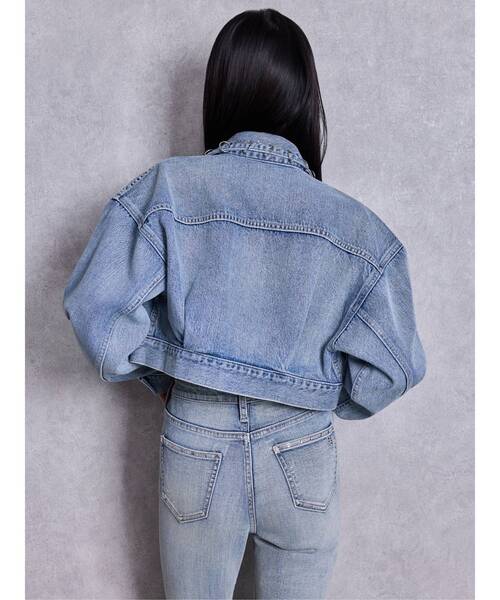 GYDA（ジェイダ）の「ring bijou studsデザインデニムショートGジャン（デニムジャケット・レディース・ライトブルー/ブルー・FREE）」の5枚目の写真