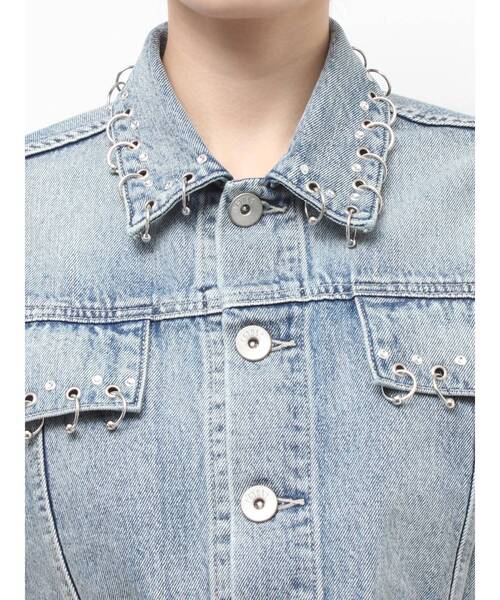 GYDA（ジェイダ）の「ring bijou studsデザインデニムショートGジャン（デニムジャケット・レディース・ライトブルー/ブルー・FREE）」の21枚目の写真