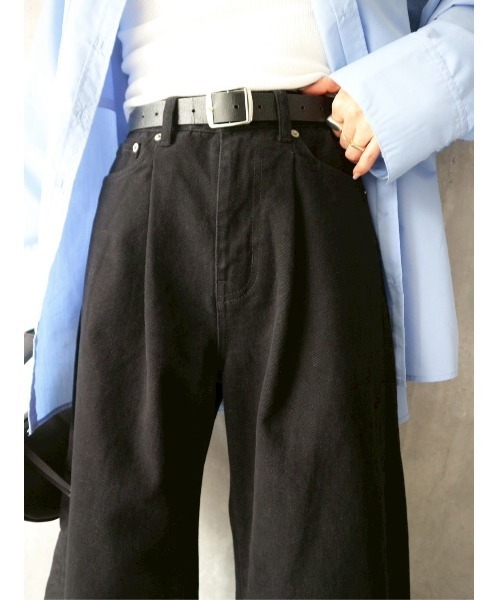 TRUNC（トランクエイティーエイト）の「Tuck Curve Pants / タックカーブパンツ（その他パンツ・レディース・ブラック/ベージュ・MEDIUM/SMALL）」の4枚目の写真
