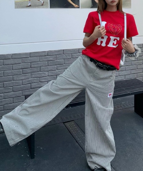 Vipoa(ヴィポア)の「レイヤード風ボーダーワイドデニム(デニムパンツ・レディース・ブラック系その他・MEDIUM/LARGE)」の8枚目の写真