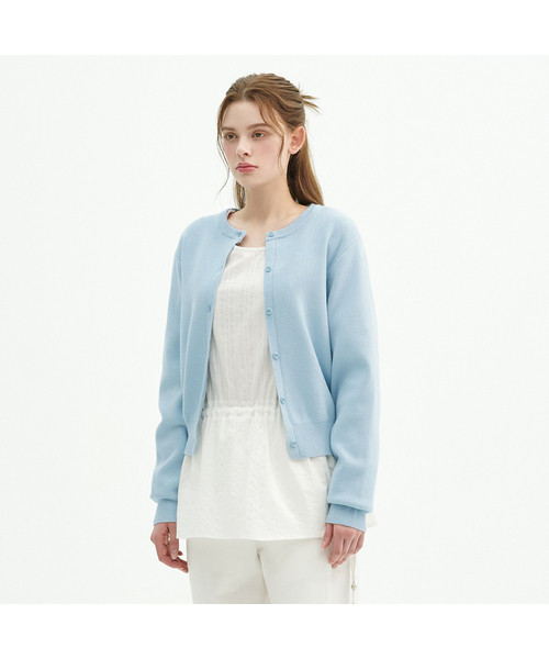 MICANE(ミケーネ)の「シアンベーシックカーディガン(カーディガン/ボレロ・レディース・スカイブルー/ピンク/クリーム・SMALL/MEDIUM/LARGE/X-LARGE)」の1枚目の写真