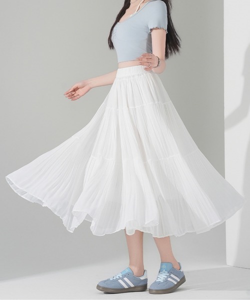 AMAJI(アマジ)の「プリーツチュールスカート(スカート・レディース・ブラック/パープル/ホワイト・X-LARGE/LARGE/MEDIUM/SMALL)」の5枚目の写真