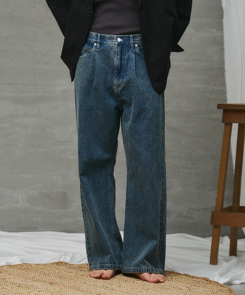 paradigm(パラダイム)の「【paradigm】ワイドレッグストレートデニム(デニムパンツ・メンズ・インディゴブルー・MEDIUM/SMALL/LARGE)」の1枚目の写真