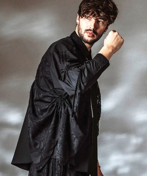 NO ID.（ノーアイディ）の「【NO ID.】Drawstrings Layered Shirt / ドローストリングスレイヤードシャツ（シャツ/ブラウス・メンズ・その他22/ブラック/グレー・ONE SIZE）」の3枚目の写真