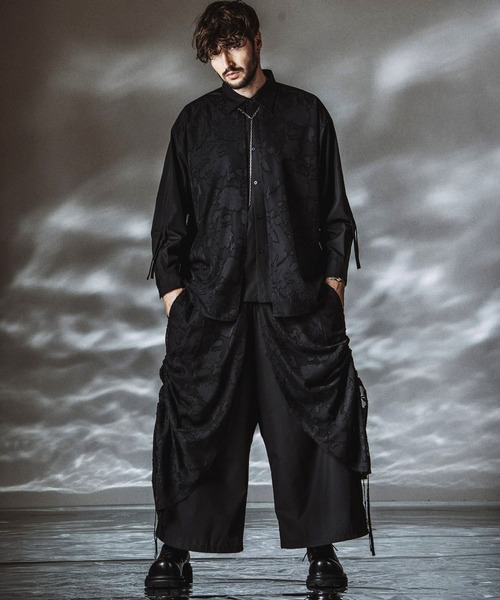 NO ID.（ノーアイディ）の「【NO ID.】Drawstrings Layered Shirt / ドローストリングスレイヤードシャツ（シャツ/ブラウス・メンズ・その他22/ブラック/グレー・ONE SIZE）」の5枚目の写真