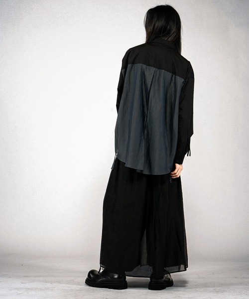 NO ID.（ノーアイディ）の「【NO ID.】Drawstrings Layered Shirt / ドローストリングスレイヤードシャツ（シャツ/ブラウス・メンズ・その他22/ブラック/グレー・ONE SIZE）」の8枚目の写真