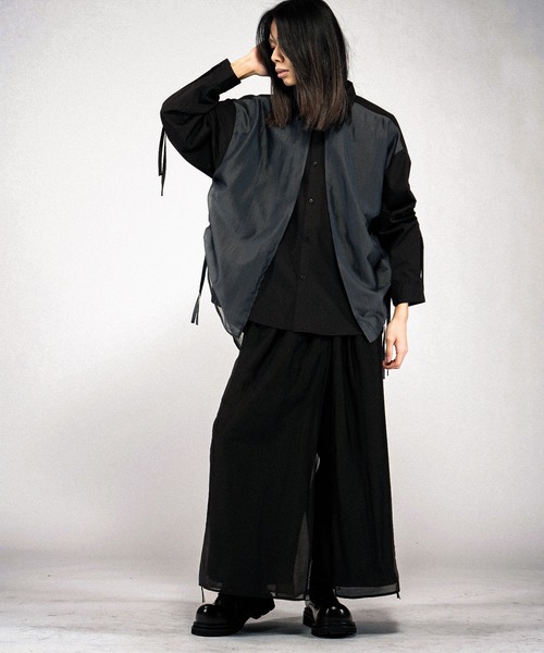 NO ID.（ノーアイディ）の「【NO ID.】Drawstrings Layered Shirt / ドローストリングスレイヤードシャツ（シャツ/ブラウス・メンズ・その他22/ブラック/グレー・ONE SIZE）」の9枚目の写真