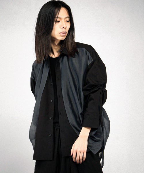 NO ID.（ノーアイディ）の「【NO ID.】Drawstrings Layered Shirt / ドローストリングスレイヤードシャツ（シャツ/ブラウス・メンズ・その他22/ブラック/グレー・ONE SIZE）」の7枚目の写真