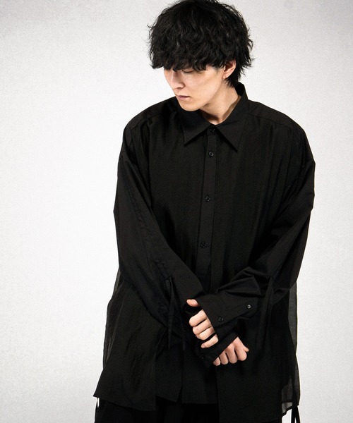 NO ID.（ノーアイディ）の「【NO ID.】Drawstrings Layered Shirt / ドローストリングスレイヤードシャツ（シャツ/ブラウス・メンズ・その他22/ブラック/グレー・ONE SIZE）」の12枚目の写真