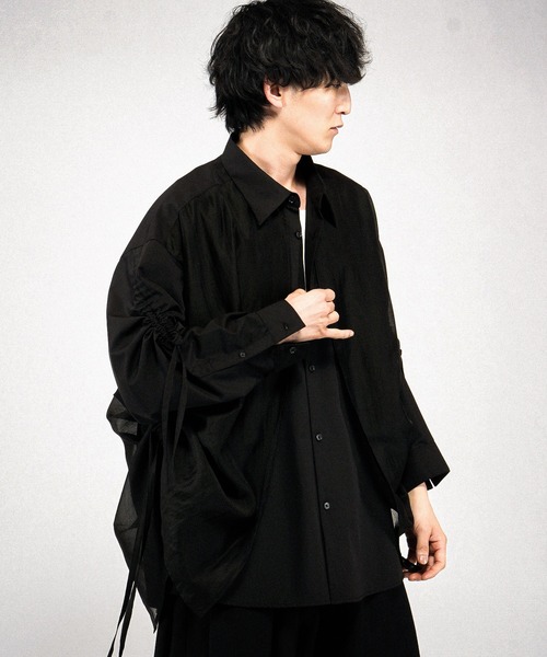 NO ID.（ノーアイディ）の「【NO ID.】Drawstrings Layered Shirt / ドローストリングスレイヤードシャツ（シャツ/ブラウス・メンズ・その他22/ブラック/グレー・ONE SIZE）」の18枚目の写真