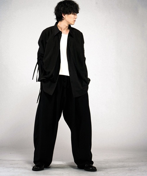 NO ID.（ノーアイディ）の「【NO ID.】Drawstrings Layered Shirt / ドローストリングスレイヤードシャツ（シャツ/ブラウス・メンズ・その他22/ブラック/グレー・ONE SIZE）」の17枚目の写真