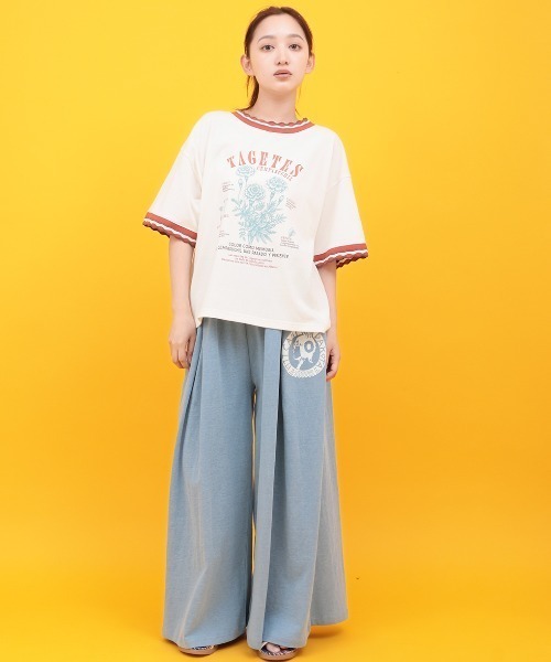 チチカカ(チチカカ)の「Orale! うねうねリンガーリブTシャツ(Tシャツ/カットソー・レディース・ライトグリーン/アイボリー/ネイビー・FREE)」の4枚目の写真