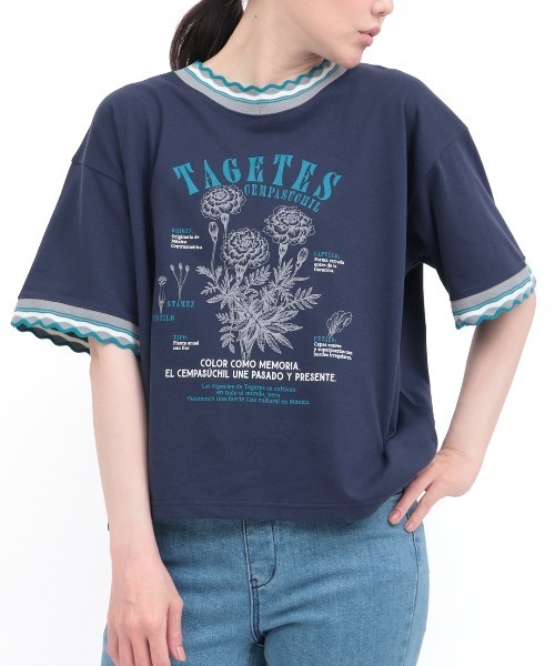 チチカカ(チチカカ)の「Orale! うねうねリンガーリブTシャツ(Tシャツ/カットソー・レディース・ライトグリーン/アイボリー/ネイビー・FREE)」の9枚目の写真