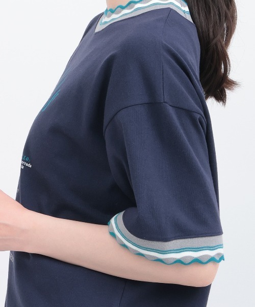 チチカカ(チチカカ)の「Orale! うねうねリンガーリブTシャツ(Tシャツ/カットソー・レディース・ライトグリーン/アイボリー/ネイビー・FREE)」の13枚目の写真
