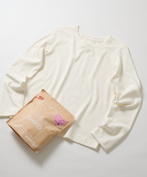 HANES(ヘインズ)の「【Hanes】1P Hanes T-SHIRTS SHIRO for HER クルーネックロングスリーブTシャツ(Tシャツ/カットソー・レディース・ホワイト・M)」の1枚目の写真