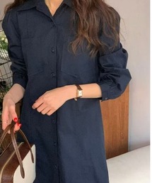 Ada.（エイダ）の「【Mellfy】フロントボタン 切替 シャツ ミニ ワンピース（シャツワンピース）」