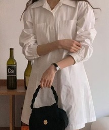 Ada.（エイダ）の「【Mellfy】フロントボタン 切替 シャツ ミニ ワンピース（シャツワンピース）」