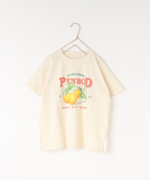 LOWRYS FARM(ローリーズファーム)の「MARKETプリントT 666387(Tシャツ/カットソー・キッズ・キナリ/オフホワイト/チャコールグレー/ブルー・110cm/120cm/130cm/140cm/150cm)」の2枚目の写真