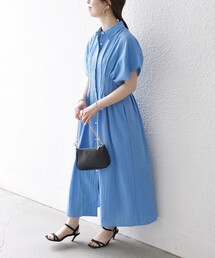 SHIPS any:〈手洗い可能〉サッカー ウエストシェイプ シャツ ワンピース