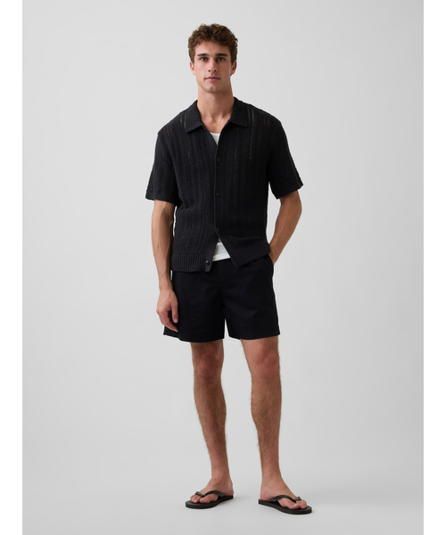 GAP（ギャップ）の「ヘリンボーン クロシェ ニットシャツ（ニット/セーター・メンズ・ブラック/アイボリー・M/XL/L/XS/S）」の3枚目の写真