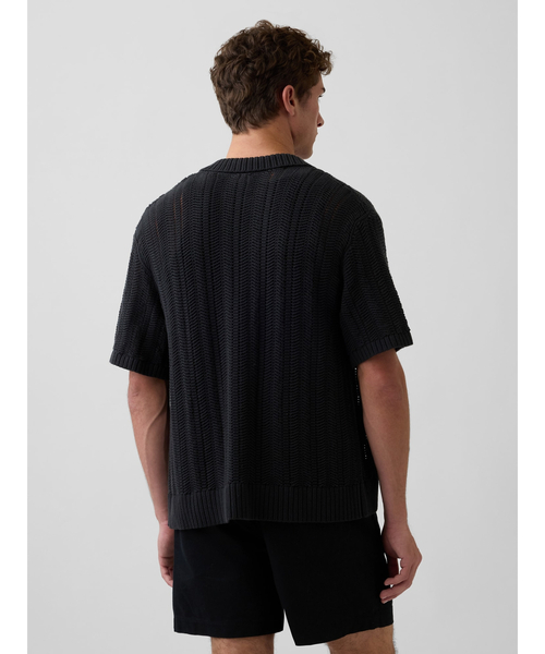 GAP（ギャップ）の「ヘリンボーン クロシェ ニットシャツ（ニット/セーター・メンズ・ブラック/アイボリー・M/XL/L/XS/S）」の5枚目の写真