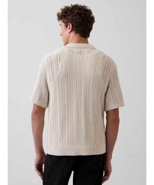 GAP（ギャップ）の「ヘリンボーン クロシェ ニットシャツ（ニット/セーター・メンズ・ブラック/アイボリー・M/XL/L/XS/S）」の6枚目の写真