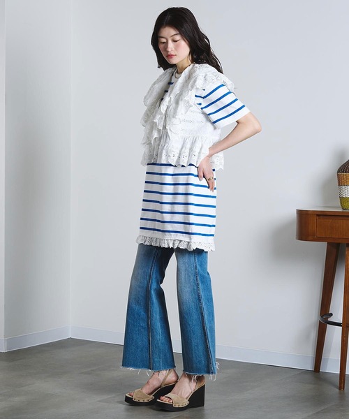 ROSE BUD（ローズバッド）の「(mag.by c)COTTON EMBROIDERY FRILL VEST（ベスト・レディース・ブラック/ホワイト・ONE SIZE）」の8枚目の写真