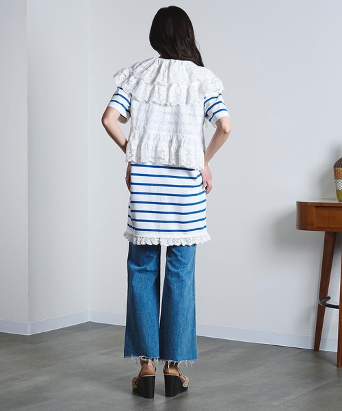 ROSE BUD（ローズバッド）の「(mag.by c)COTTON EMBROIDERY FRILL VEST（ベスト・レディース・ブラック/ホワイト・ONE SIZE）」の9枚目の写真