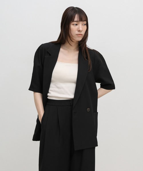 select MOCA(セレクトモカ)の「リネンタッチカーブスリーブテーラードジャケット【セットアップ対応可】(テーラードジャケット・レディース・ベージュ/ブラウン/ブラック・FREE)」の18枚目の写真