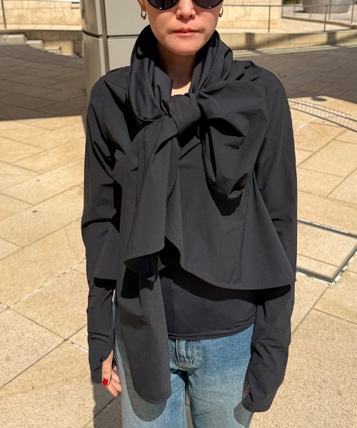 JENNE(ジェンヌ)の「UVカット接触冷感ボレロ(Tシャツ/カットソー・レディース・ホワイト/ブラック・SMALL/MEDIUM/LARGE)」の4枚目の写真