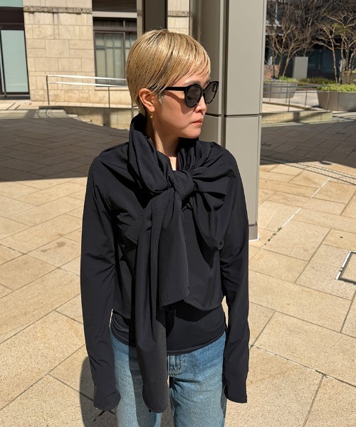 JENNE(ジェンヌ)の「UVカット接触冷感ボレロ(Tシャツ/カットソー・レディース・ホワイト/ブラック・SMALL/MEDIUM/LARGE)」の9枚目の写真
