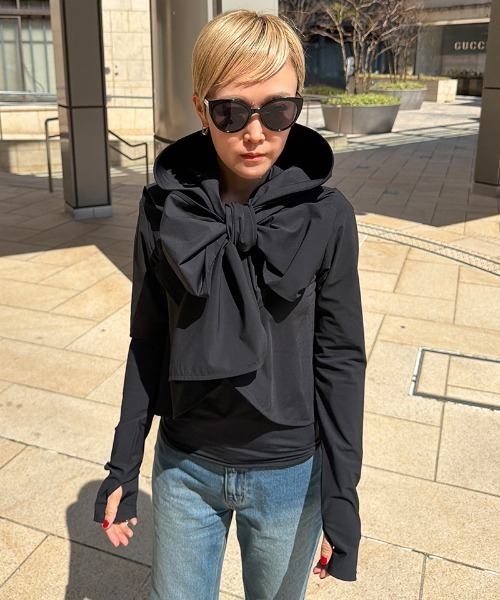 JENNE(ジェンヌ)の「UVカット接触冷感ボレロ(Tシャツ/カットソー・レディース・ホワイト/ブラック・SMALL/MEDIUM/LARGE)」の10枚目の写真