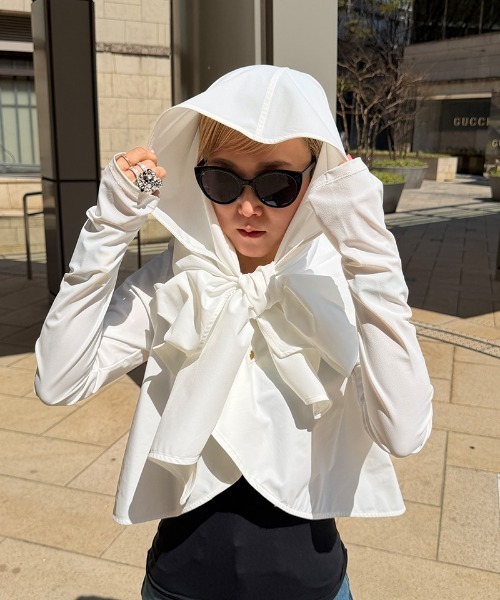 JENNE(ジェンヌ)の「UVカット接触冷感ボレロ(Tシャツ/カットソー・レディース・ホワイト/ブラック・SMALL/MEDIUM/LARGE)」の19枚目の写真