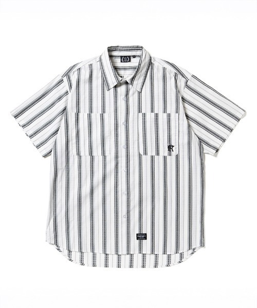 430(フォーサーティ)の「mhs2611- S-S JQ STRIPE SHIRT ストライプシャツ(26-082)(シャツ/ブラウス・メンズ・ブラック/ホワイト/グリーン・3/2/1/0)」の2枚目の写真