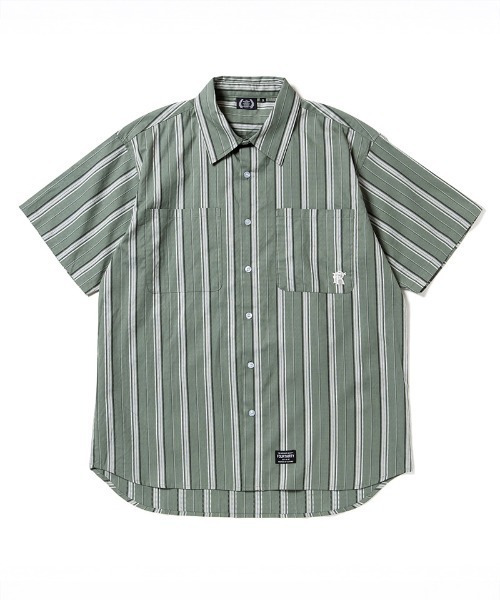 430(フォーサーティ)の「mhs2611- S-S JQ STRIPE SHIRT ストライプシャツ(26-082)(シャツ/ブラウス・メンズ・ブラック/ホワイト/グリーン・3/2/1/0)」の3枚目の写真