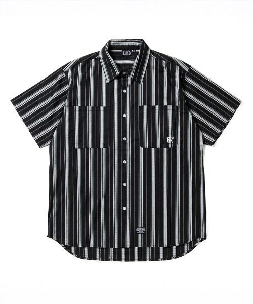 430(フォーサーティ)の「mhs2611- S-S JQ STRIPE SHIRT ストライプシャツ(26-082)(シャツ/ブラウス・メンズ・ブラック/ホワイト/グリーン・3/2/1/0)」の1枚目の写真