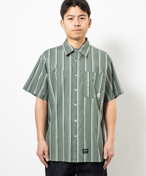 430(フォーサーティ)の「mhs2611- S-S JQ STRIPE SHIRT ストライプシャツ(26-082)(シャツ/ブラウス・メンズ・ブラック/ホワイト/グリーン・3/2/1/0)」の4枚目の写真