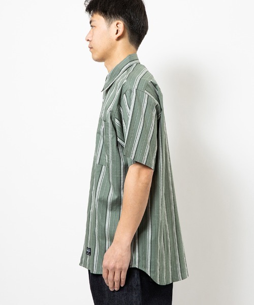 430(フォーサーティ)の「mhs2611- S-S JQ STRIPE SHIRT ストライプシャツ(26-082)(シャツ/ブラウス・メンズ・ブラック/ホワイト/グリーン・3/2/1/0)」の5枚目の写真