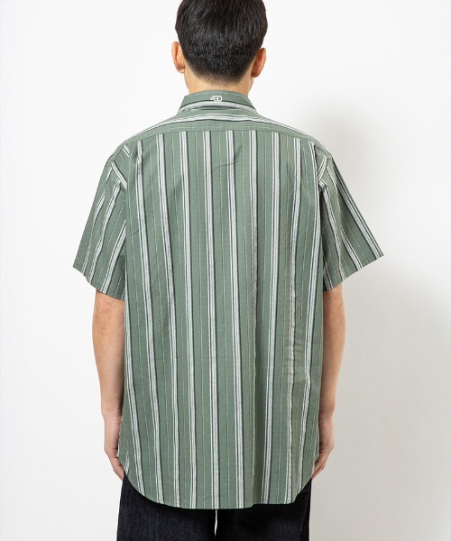 430(フォーサーティ)の「mhs2611- S-S JQ STRIPE SHIRT ストライプシャツ(26-082)(シャツ/ブラウス・メンズ・ブラック/ホワイト/グリーン・3/2/1/0)」の6枚目の写真