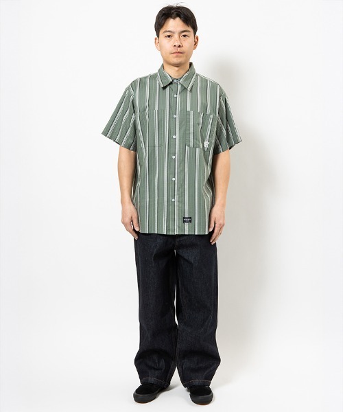 430(フォーサーティ)の「mhs2611- S-S JQ STRIPE SHIRT ストライプシャツ(26-082)(シャツ/ブラウス・メンズ・ブラック/ホワイト/グリーン・3/2/1/0)」の7枚目の写真