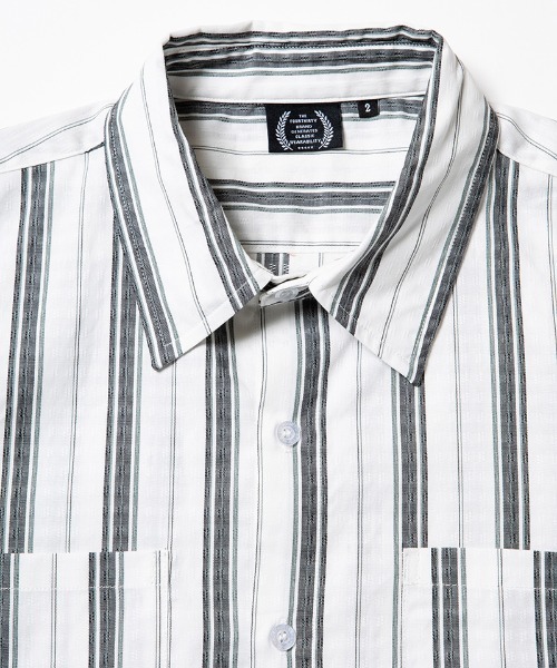 430(フォーサーティ)の「mhs2611- S-S JQ STRIPE SHIRT ストライプシャツ(26-082)(シャツ/ブラウス・メンズ・ブラック/ホワイト/グリーン・3/2/1/0)」の13枚目の写真