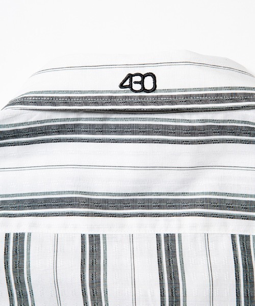 430(フォーサーティ)の「mhs2611- S-S JQ STRIPE SHIRT ストライプシャツ(26-082)(シャツ/ブラウス・メンズ・ブラック/ホワイト/グリーン・3/2/1/0)」の16枚目の写真