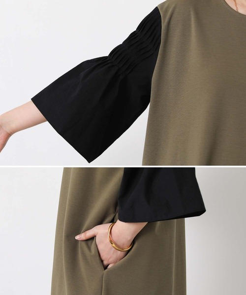 Gready Brilliant(グレディブリリアン)の「異素材ピンタック袖ワンピ(ワンピース・レディース・カーキ系/ネイビー系・38)」の21枚目の写真