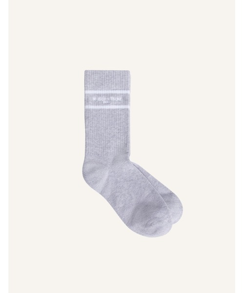 Maison Kitsune（メゾンキツネ）の「MAISON KITSUNE PARIS SPORTY SOCKS（ソックス/靴下・メンズ・ライトグレー/ホワイト×ブラック・M/S）」の2枚目の写真