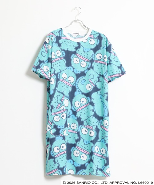 sanrio(サンリオ)の「サンリオキャラクターズ 総柄BIGTシャツ 半袖(Tシャツ/カットソー・レディース・ネイビー/サックスブルー/ホワイト/ピンクベージュ/アイボリー/サックスブルー系/ライトグリーン系・L/M/LL)」の5枚目の写真
