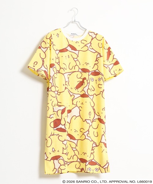 sanrio(サンリオ)の「サンリオキャラクターズ 総柄BIGTシャツ 半袖(Tシャツ/カットソー・レディース・ネイビー/サックスブルー/ホワイト/ピンクベージュ/アイボリー/サックスブルー系/ライトグリーン系・L/M/LL)」の3枚目の写真
