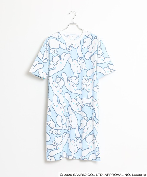 sanrio(サンリオ)の「サンリオキャラクターズ 総柄BIGTシャツ 半袖(Tシャツ/カットソー・レディース・ネイビー/サックスブルー/ホワイト/ピンクベージュ/アイボリー/サックスブルー系/ライトグリーン系・L/M/LL)」の17枚目の写真
