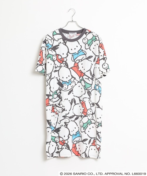 sanrio(サンリオ)の「サンリオキャラクターズ 総柄BIGTシャツ 半袖(Tシャツ/カットソー・レディース・ネイビー/サックスブルー/ホワイト/ピンクベージュ/アイボリー/サックスブルー系/ライトグリーン系・L/M/LL)」の18枚目の写真